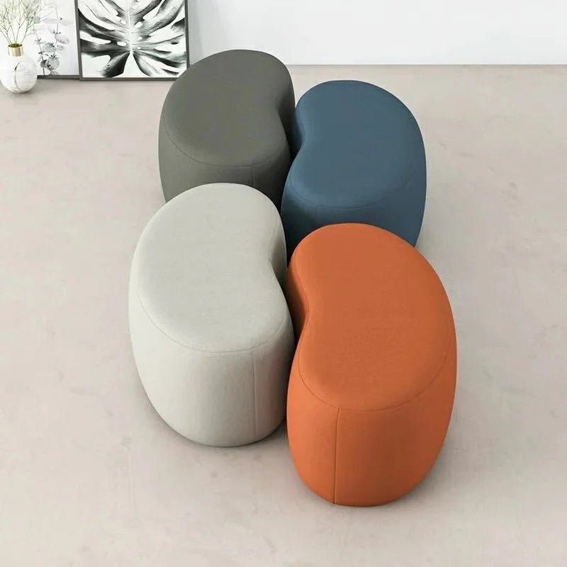 Fashion Curved Seat Cushion Ottoman Dressing Makeup Shoe Stool - AURA