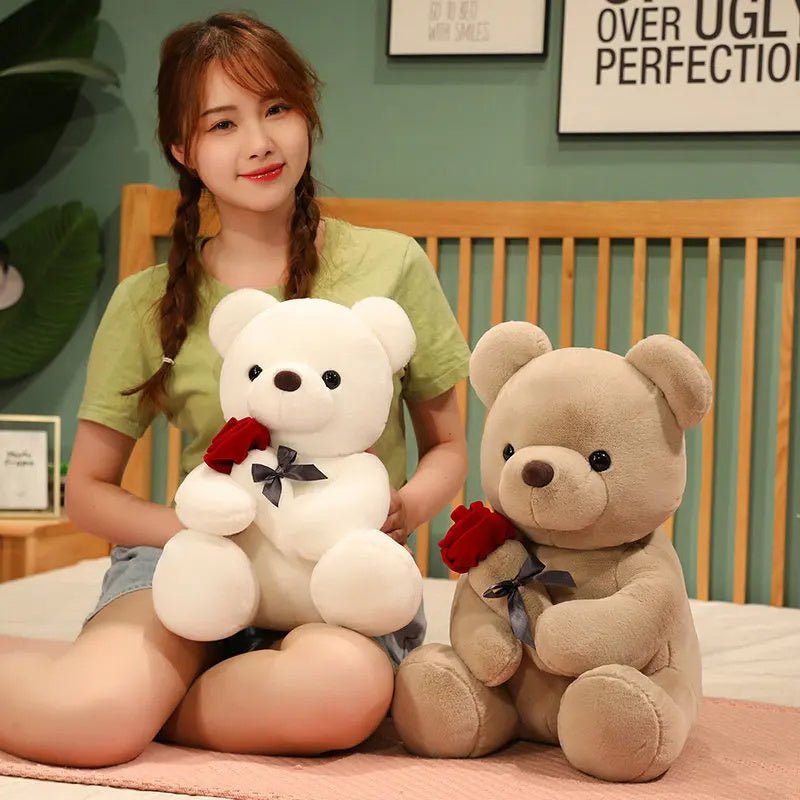 23 - 45cm New Lovely Hug Roses Teddy Bear Plush Pillow - AURA