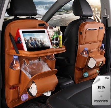 PU Leather Car Storage Bag Multifunction Seat Back Tray - AURA