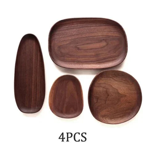 1/5pcs Lovesickness Wood Irregular Oval Solid Wood Dinner Plate Tableware Set - AURA