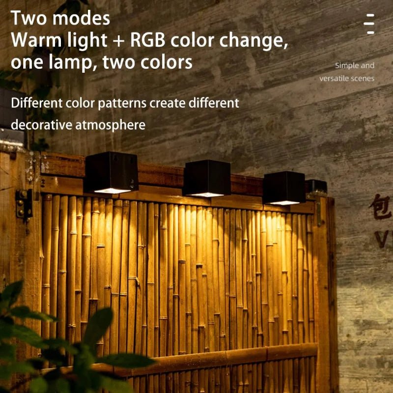 LED Solar Light Outdoor Garden Square Wall Lamp Outdoor Courtyard Garden Fence Lighting Wall Decoration Lamp - AURA