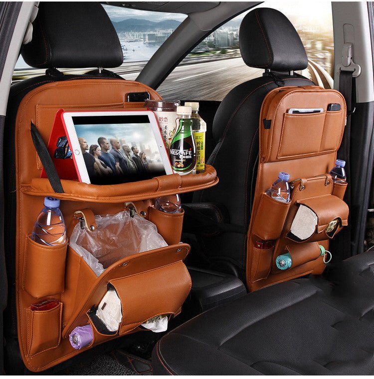 PU Leather Car Storage Bag Multifunction Seat Back Tray - AURA