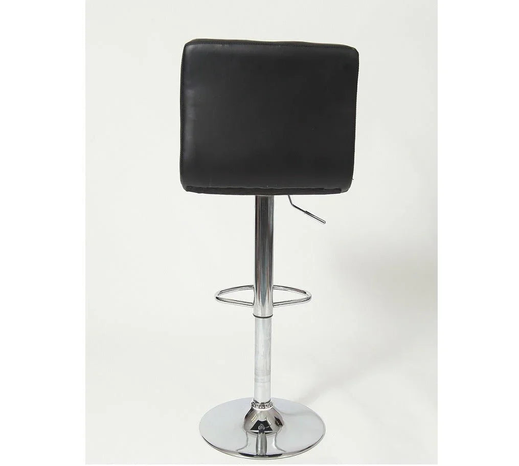 Swivel Faux Leather Adjustable Hydraulic Bar Stool, Set of 2, Black - AURA