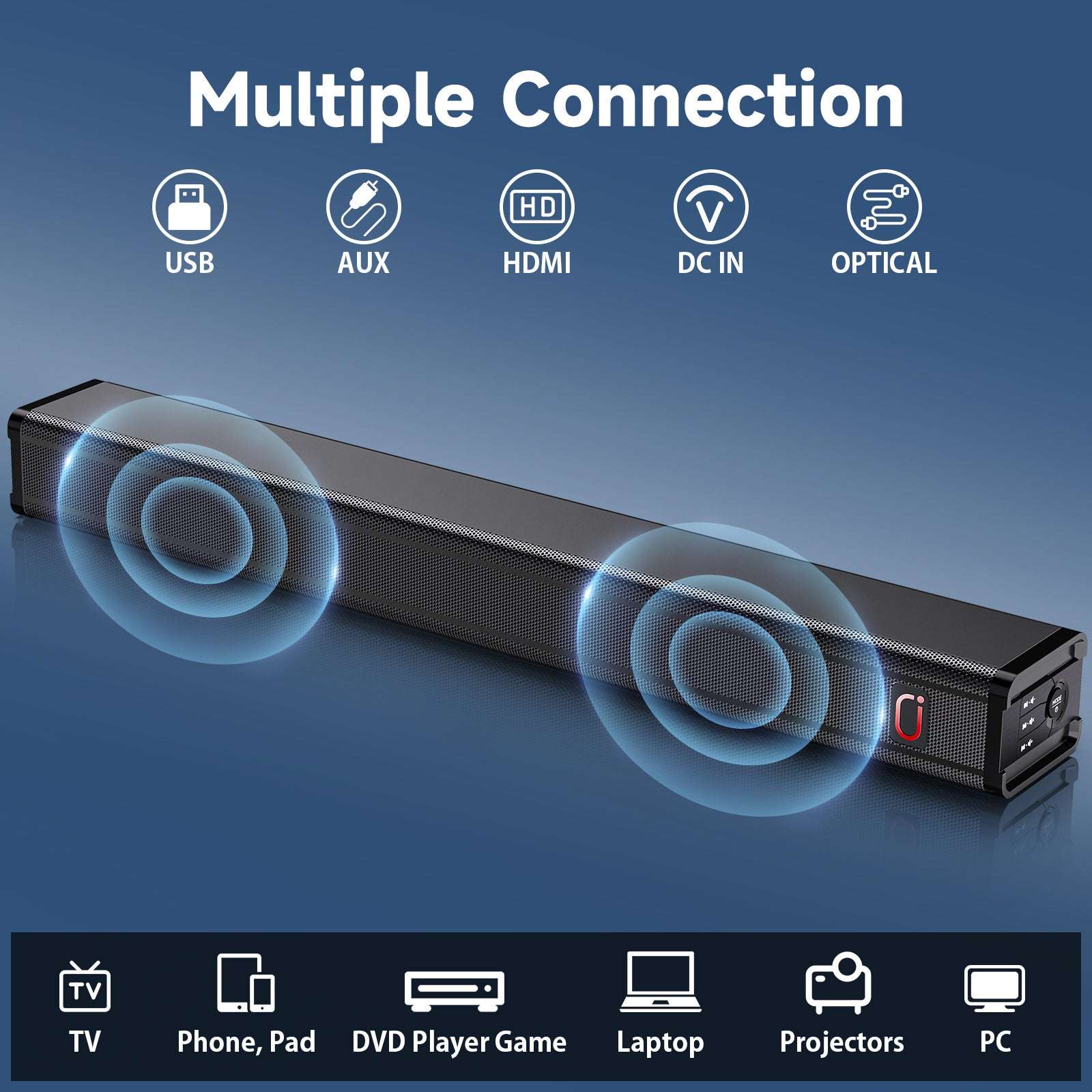 JYX H7 31.5in Soundbar For TV & 3D Surround Sound Bar For TV With Subwoofer - AURA