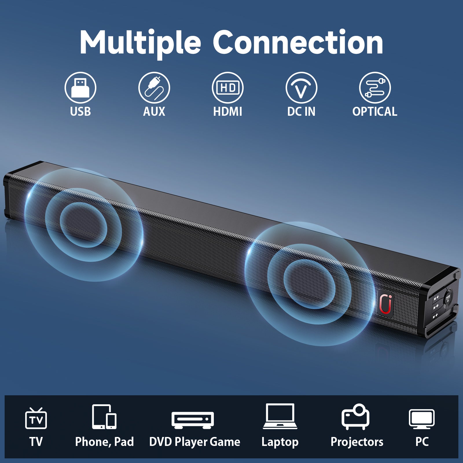 JYX H7 31.5in Soundbar For TV & 3D Surround Sound Bar For TV With Subwoofer - AURA