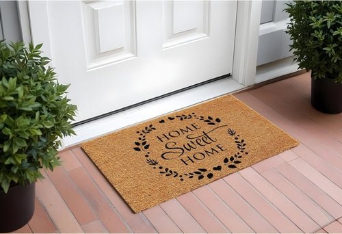 17" X 29" Natural and Black Coir Home Sweet Home Outdoor Door Mat - AURA