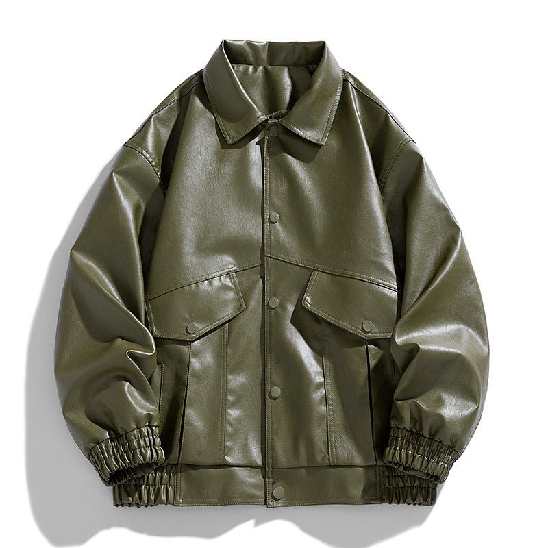 Embroidery New Men's PU Leather Coat - AURA