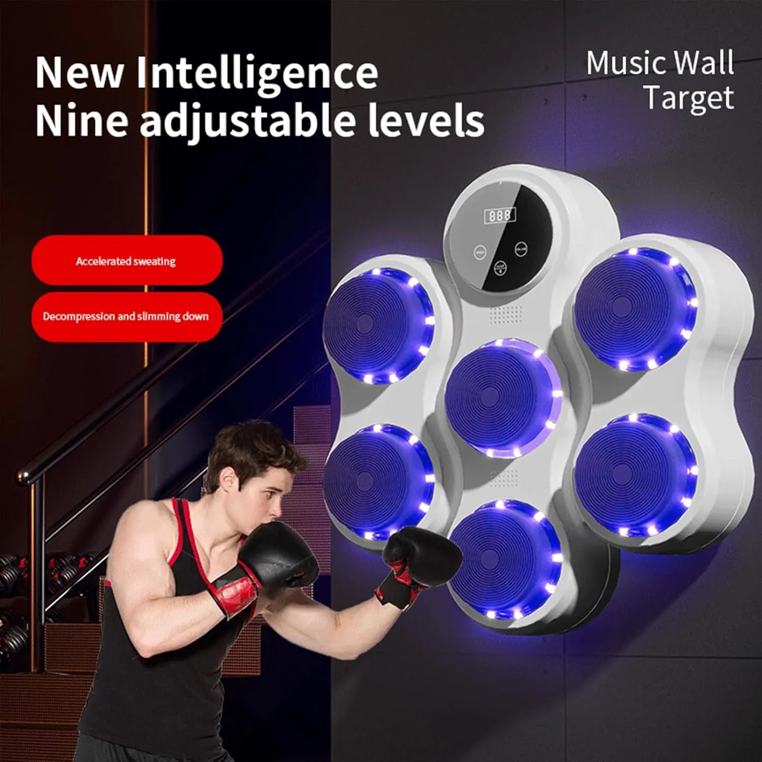 Music Boxing Machine Electronic Wall Target Smart Home Fitness - AURA