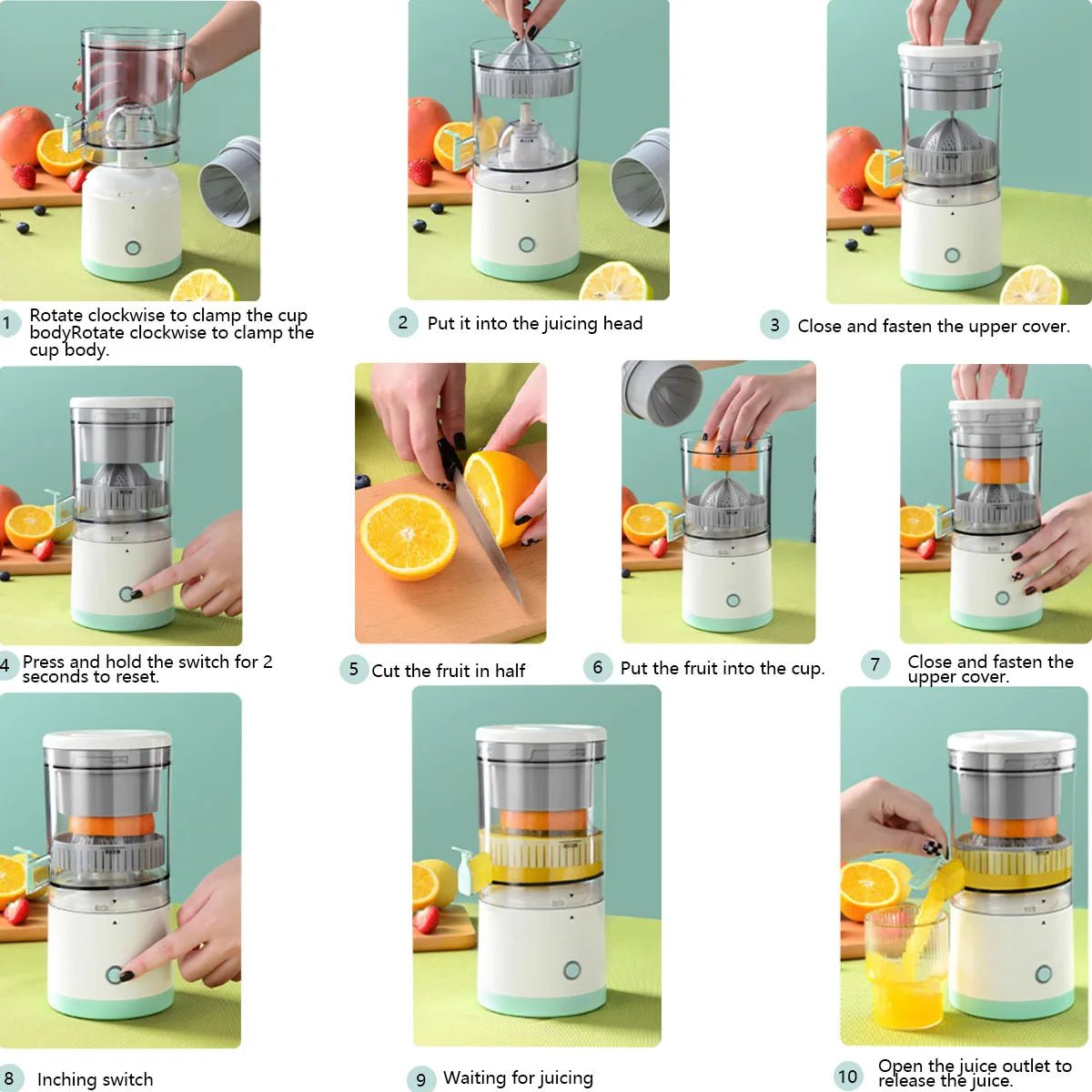 1PC electric juicer orange juice juicer USB rechargeable citrus lemon juicer - AURA