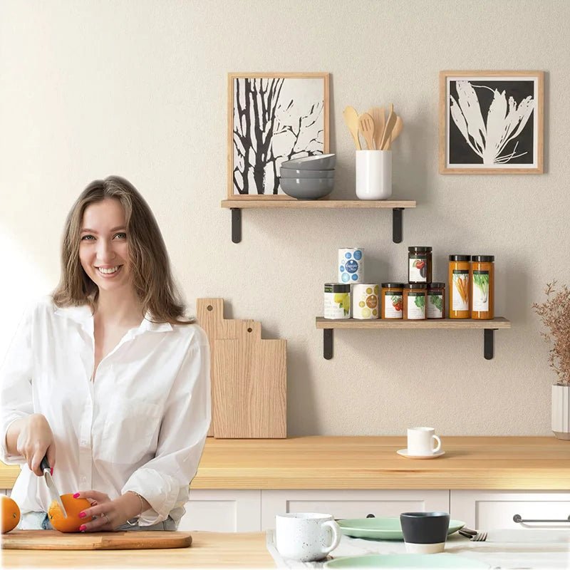 Wall Mounted Floating Shelves Wooden Shelves Home Living Room - AURA