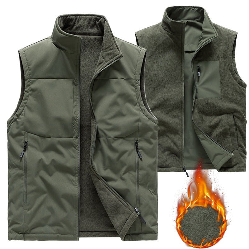 Men's Double - sided Fleece Vest Winter Warm Loose Sleeveless Tank - AURA