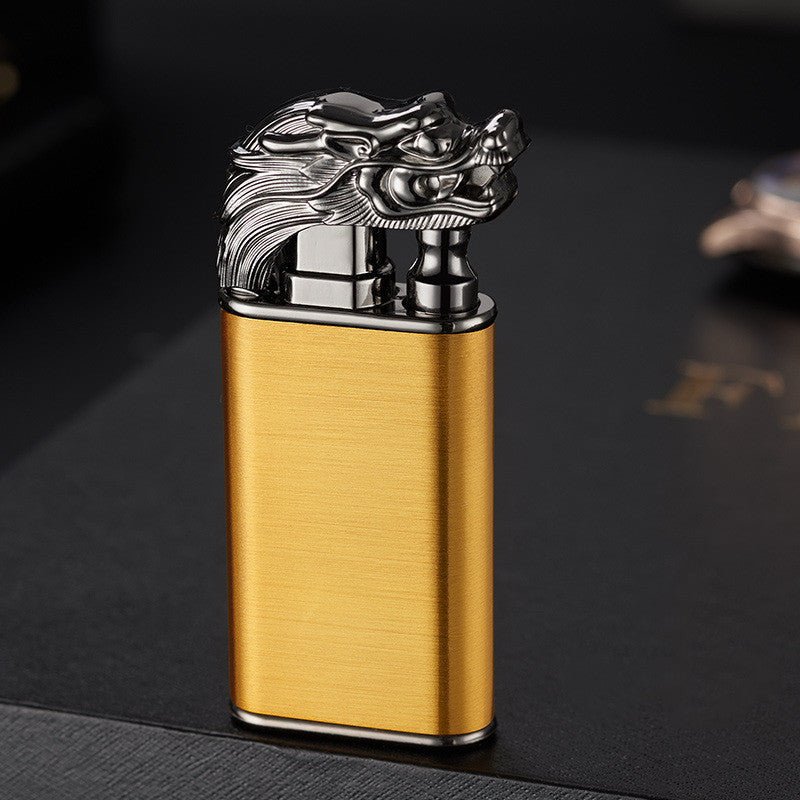 Creative Blue Flame Lighter Dolphin Dragon Tiger Double Fire Metal - AURA