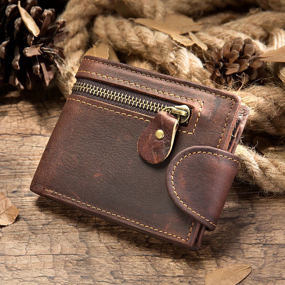 Crazy Horse Cowhide Leather Wallet for Men Genuine Leather Men Wallet - AURA