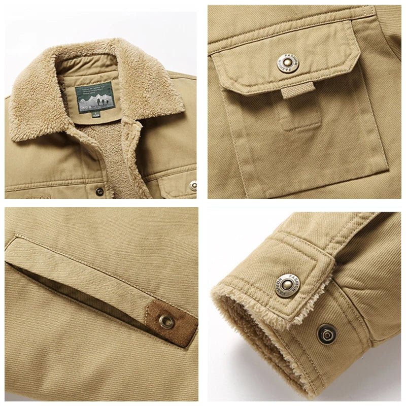 Men 2025 Winter New Fleece Thick Warm Jacket Men Fashion Casual Windproof Coat - AURA