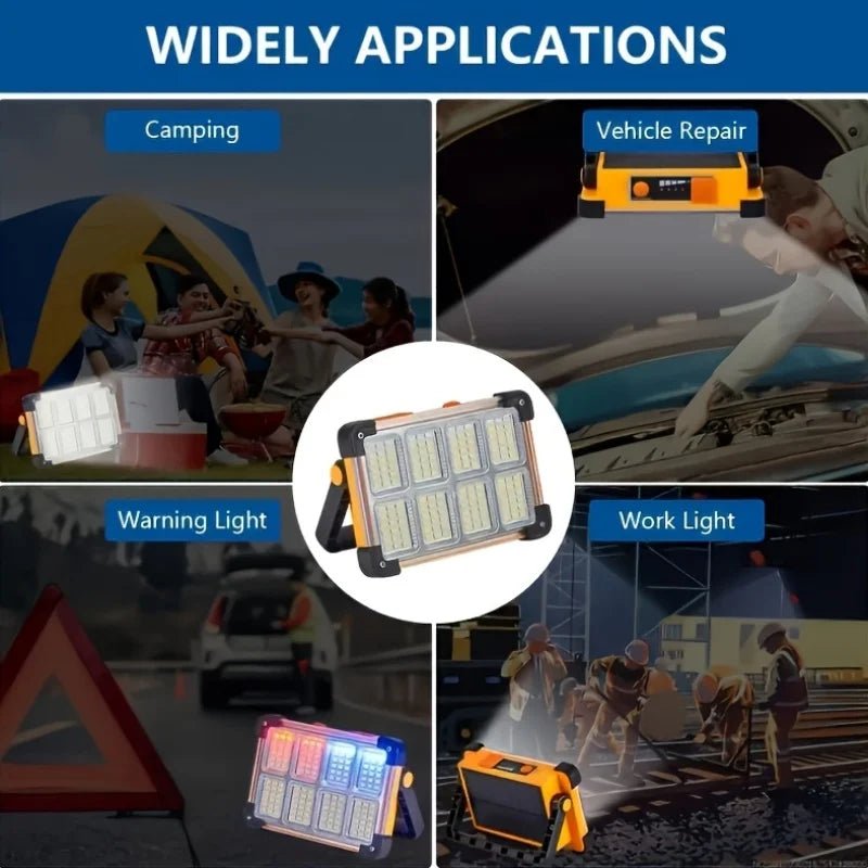 1pc Rechargeable LED Solar Work Light, Portable floodlight with 3600mAh Battery - AURA