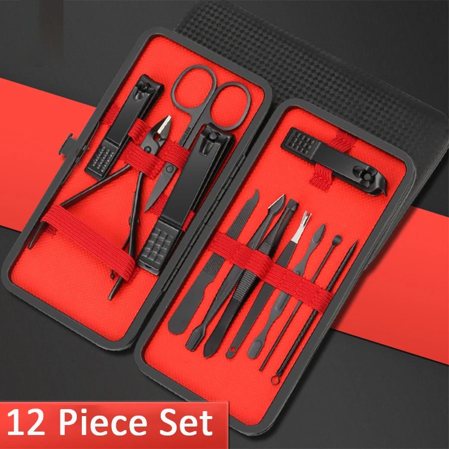 7/10/12/18/20/24PCS Set Professional Manicure Set Kits Stainless Steel Fingernail - AURA
