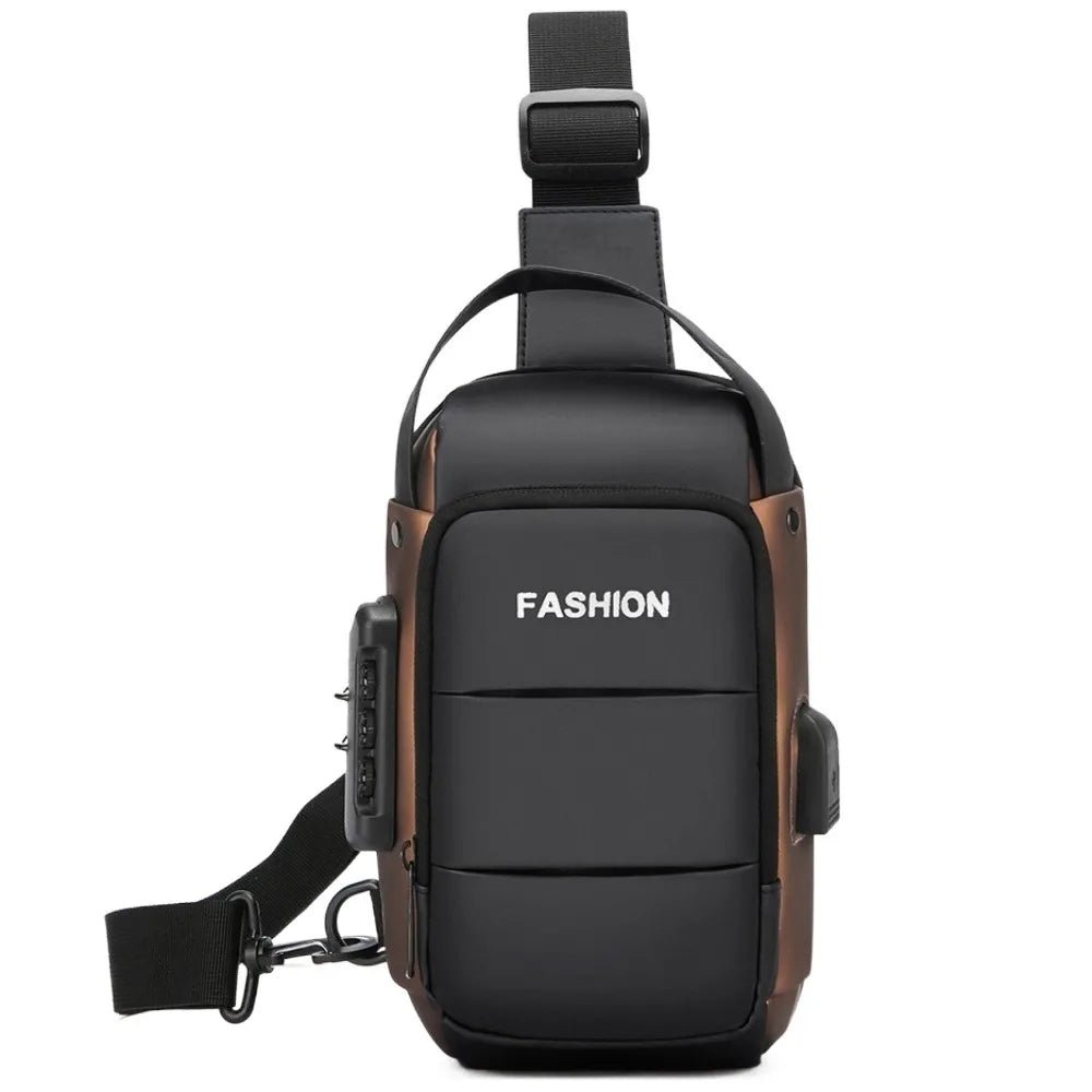 Anti - theft Men's Chest Bag USB Charging Port - AURA