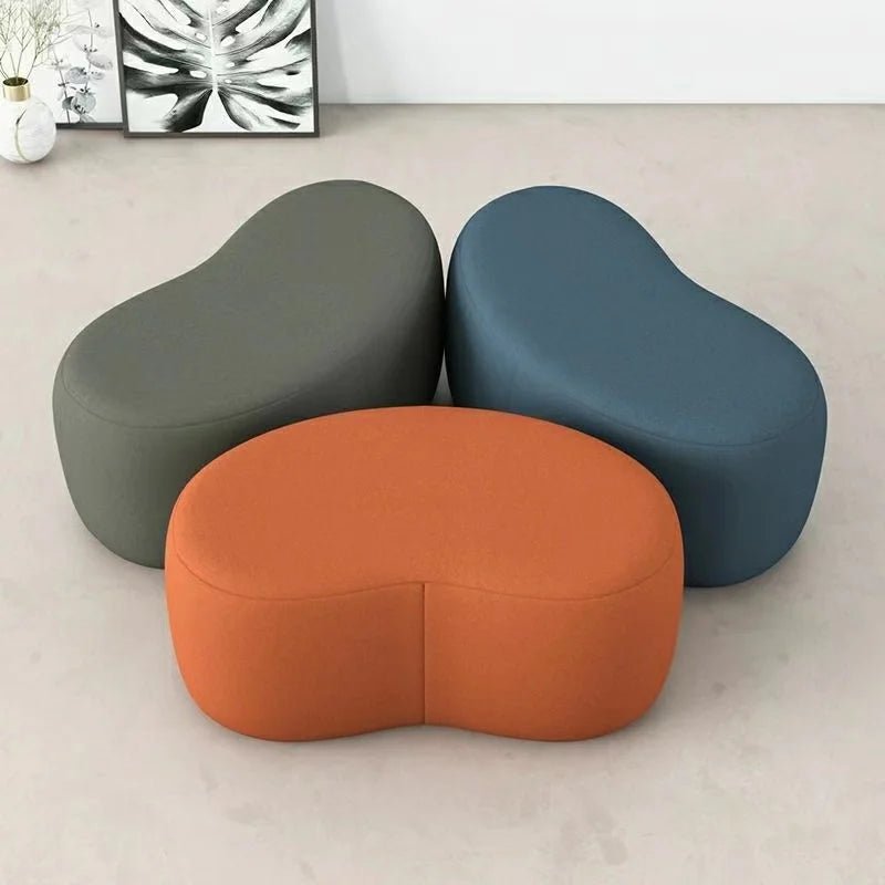 Fashion Curved Seat Cushion Ottoman Dressing Makeup Shoe Stool - AURA