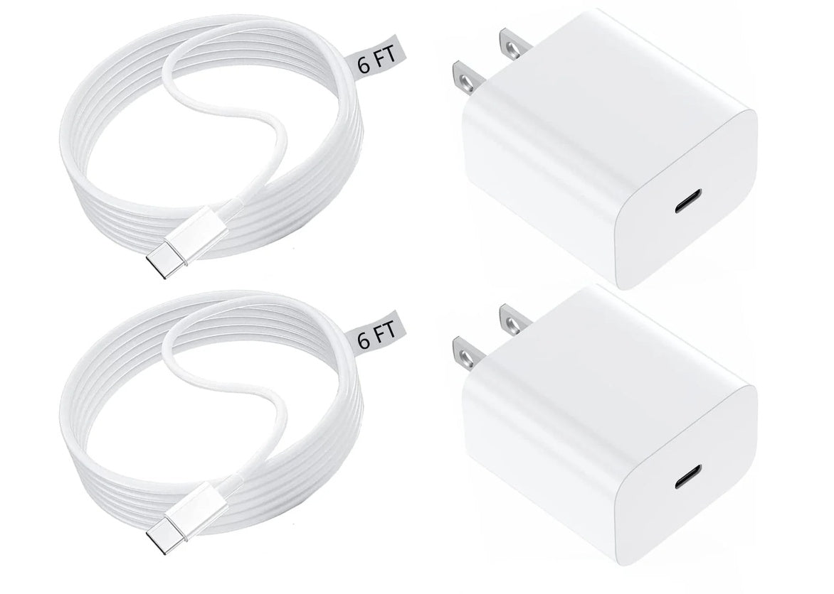 For Apple Phone Fast Charger 2Pack Type C Fast Charger Plug Adapter 6ft USB - AURA