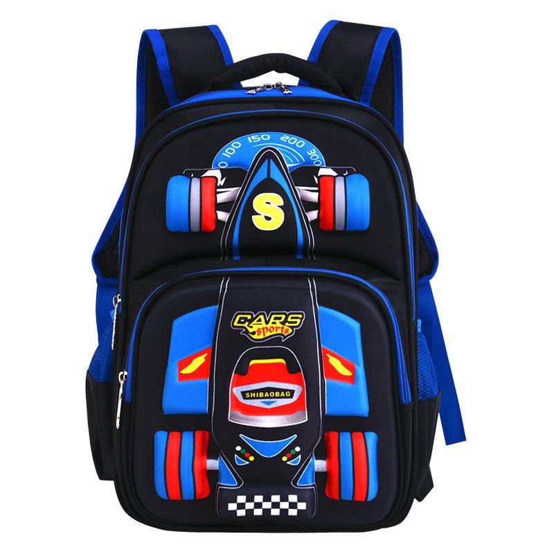 Three Dimensional Car Boys Primary School Trolley School Bag - AURA