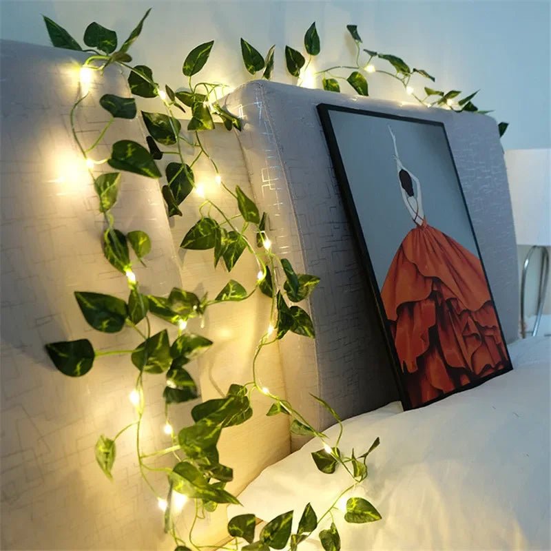 Flower Green Leaf String Lights Artificial Vine Fairy Lights Battery - AURA