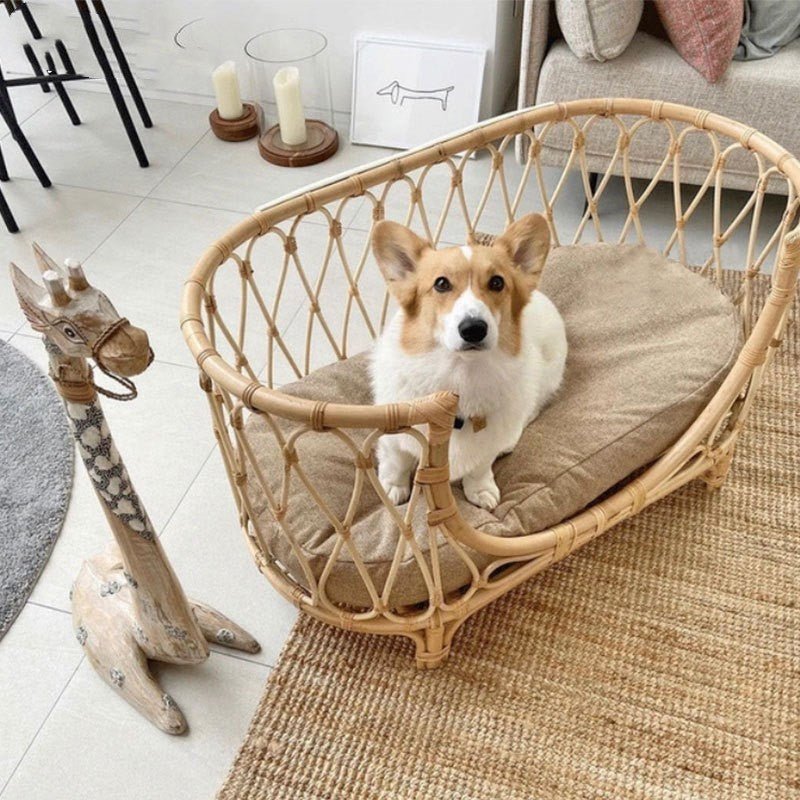 Pet Bed Handmade Rattan Woven Pet Bed Sofa For Dogs - AURA