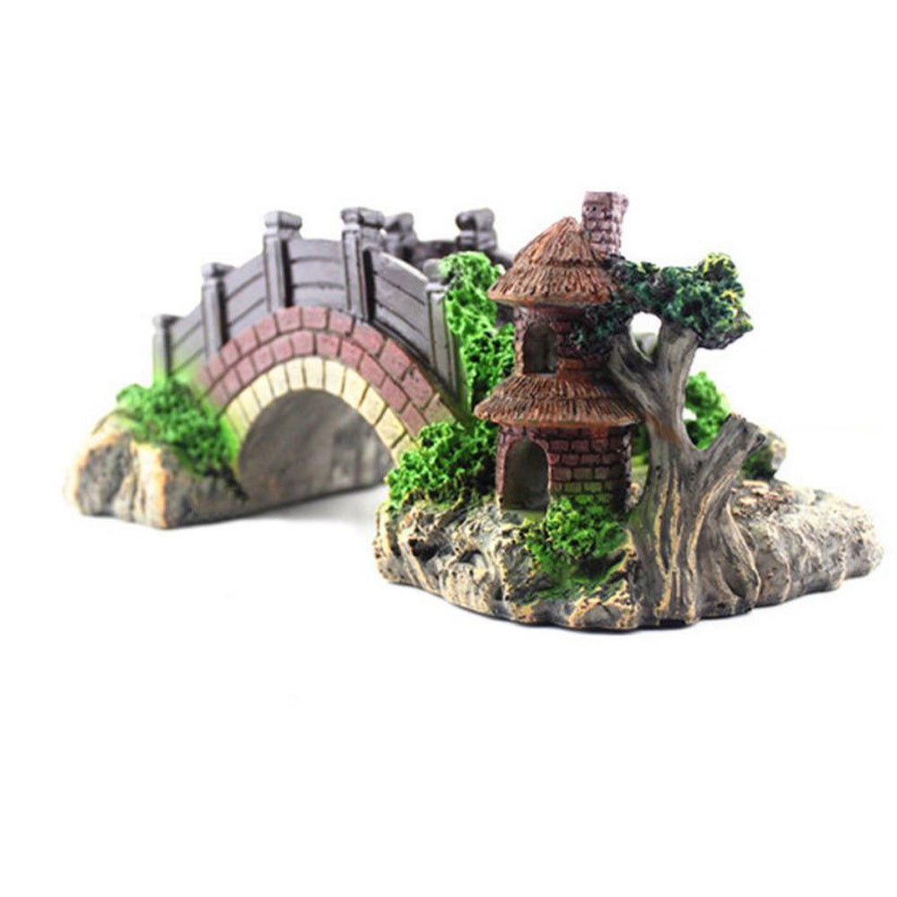 Resin Bridge Arch Bridge Black Red Bridge Fish Tank Landscaping Decoration - AURA