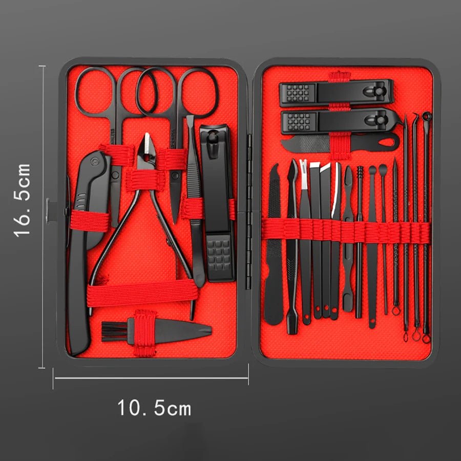 7/10/12/18/20/24PCS Set Professional Manicure Set Kits Stainless Steel Fingernail - AURA