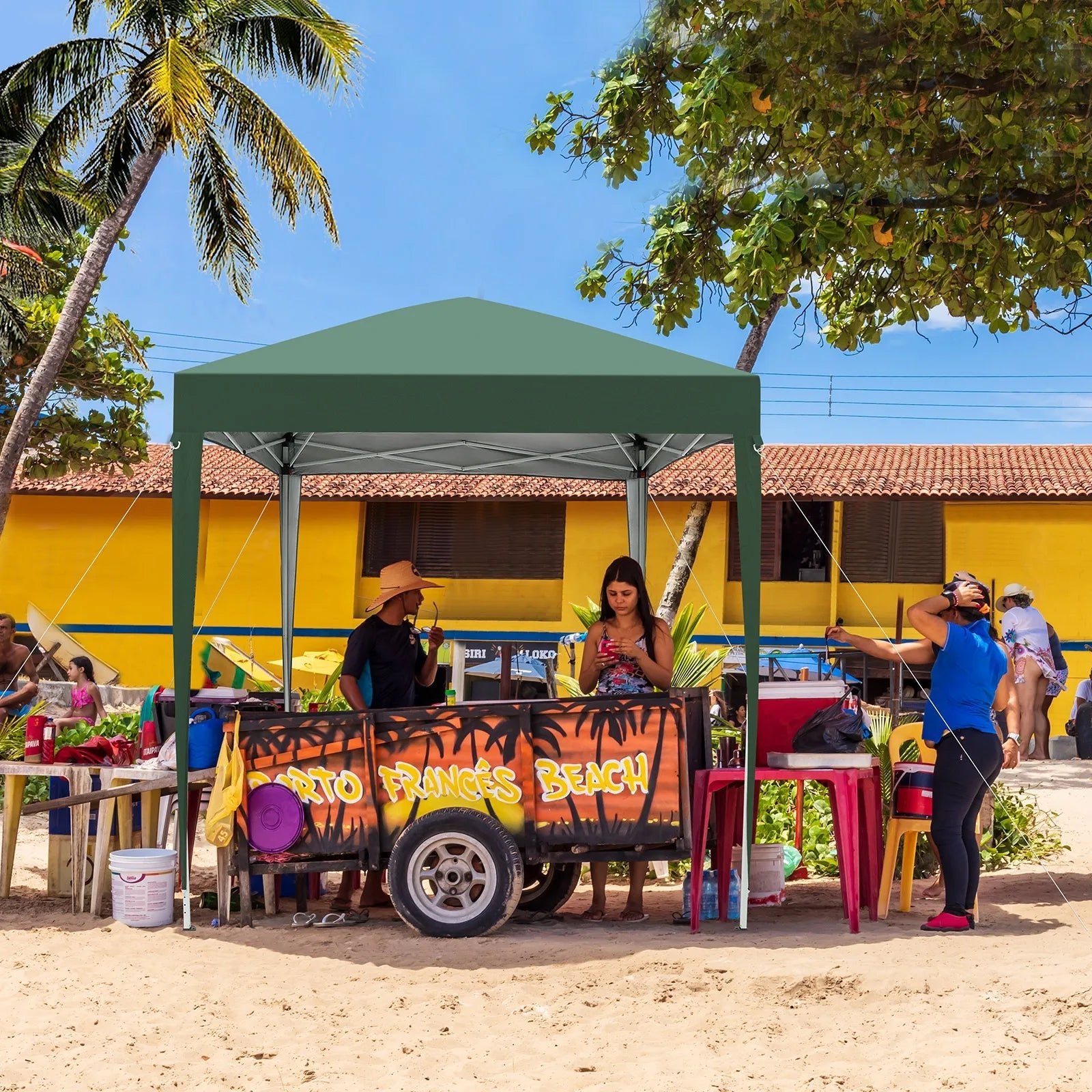 2 x 2m Two Doors & Two Windows Folding Tent Green - AURA