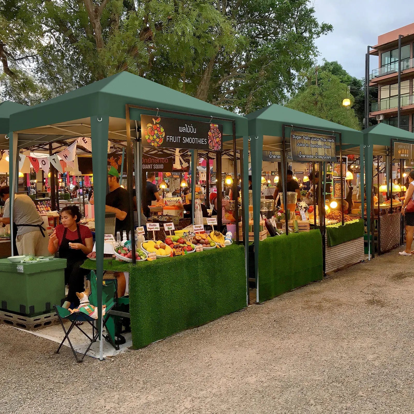 2 x 2m Two Doors & Two Windows Folding Tent Green - AURA