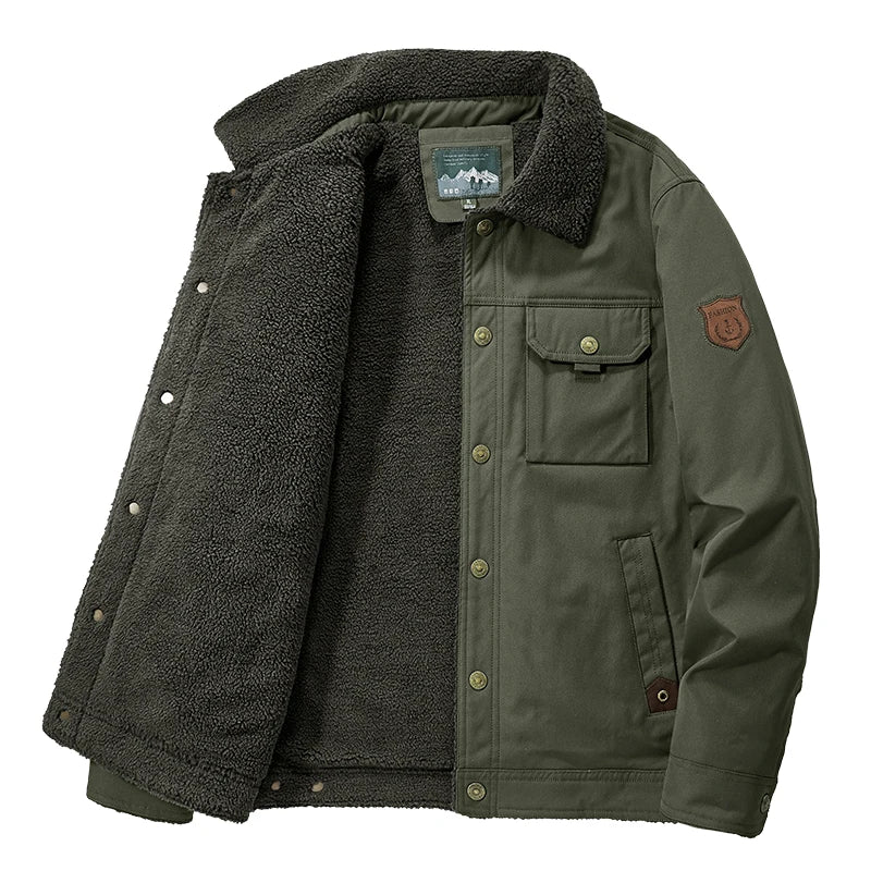 Men 2025 Winter New Fleece Thick Warm Jacket Men Fashion Casual Windproof Coat - AURA