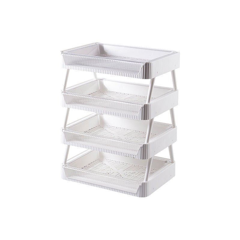 Kitchen Folding Storage Rack with Draining Basket Fruit Vegetable Storage Holder Stackable Shelf Space Saving Organizer - AURA