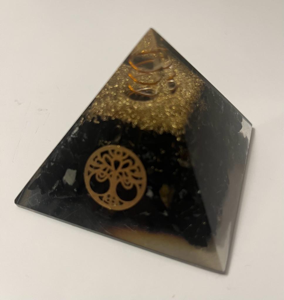 Black Tourmaline Orgonite Pyramid - AURA