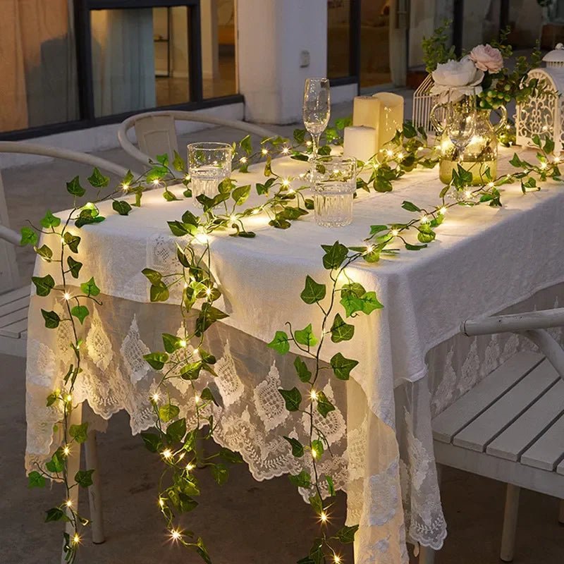 Flower Green Leaf String Lights Artificial Vine Fairy Lights Battery - AURA