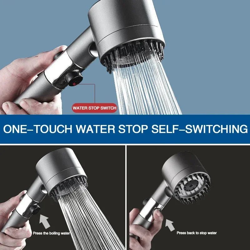 High Pressurized Filter Shower Head 3 - mode Adjustable Spray - AURA