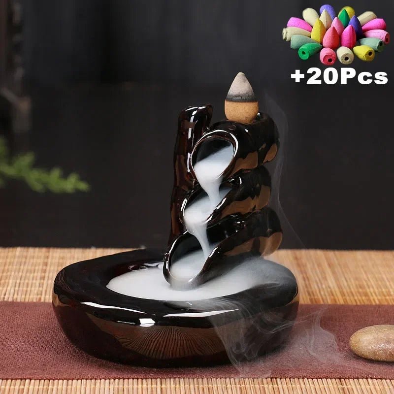 Free 20Pcs Incense cones Creative Home Decor Backflow Stick Incense - AURA