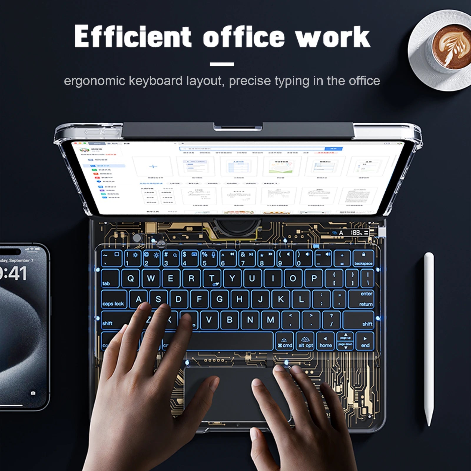 Transparent Case with Wireless Keyboard for 2024 iPad Pro 13inch Air 11inch - AURA