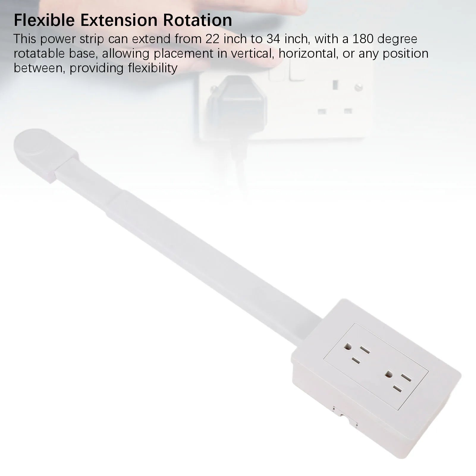 Electrical Outlet Extender Flat Plug Power Strip Features Rotates 180° - AURA