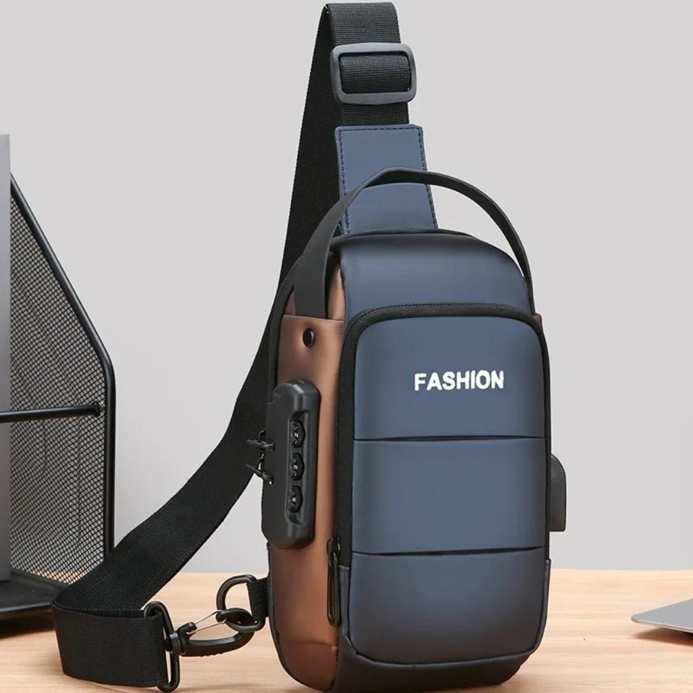 Anti - theft Men's Chest Bag USB Charging Port - AURA