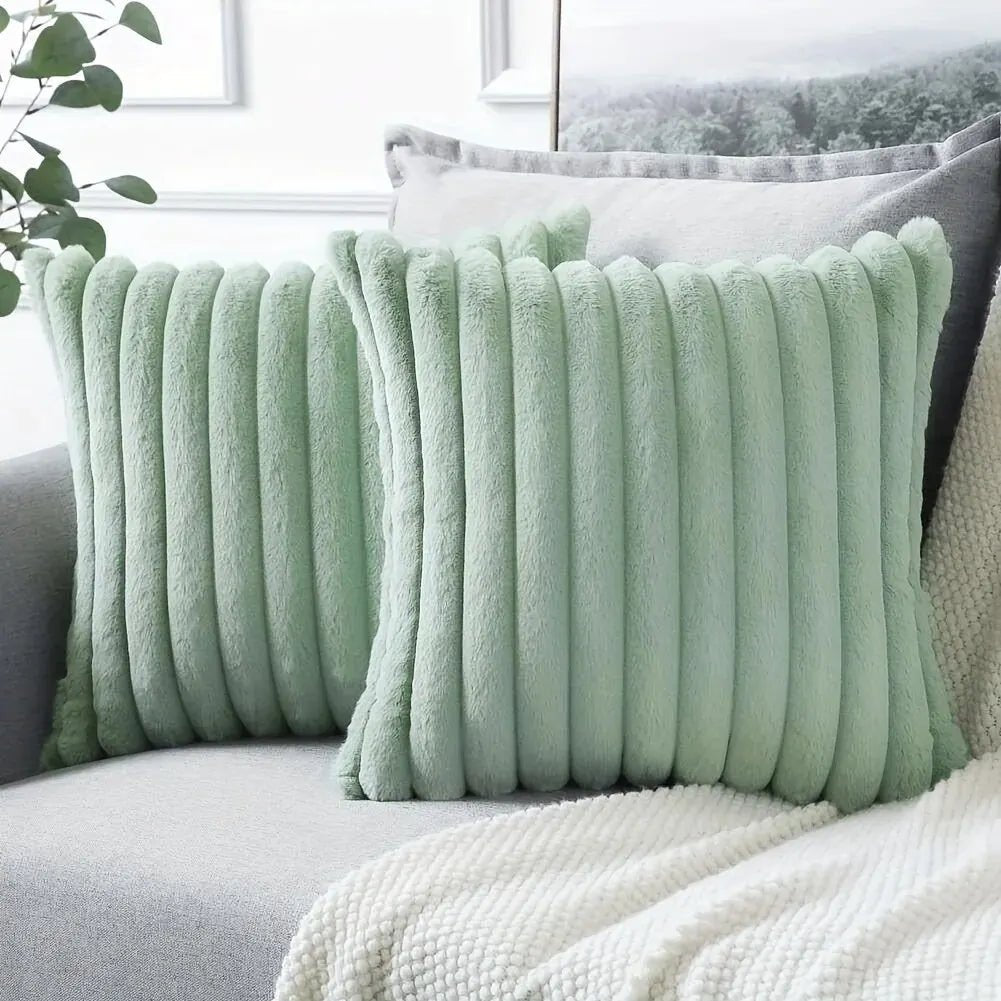 1pc Stripe Corduroy Pillow Case Creative Home Fabric Pillow Cushion For Sofa - AURA