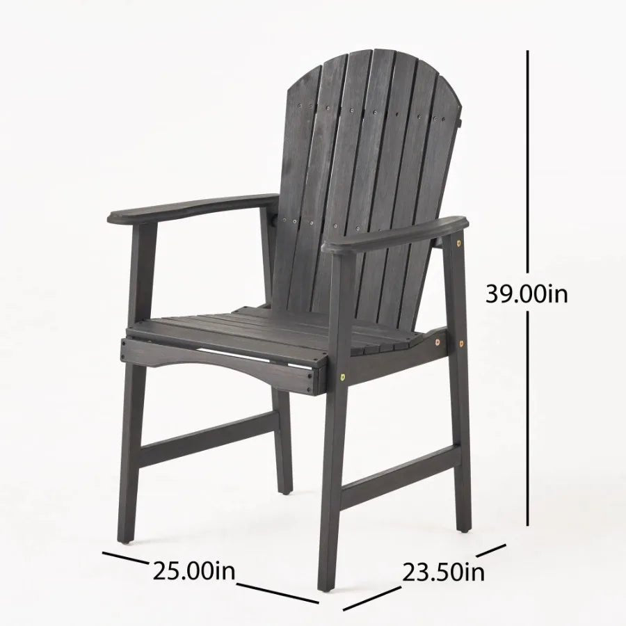 Outdoor Weather Resistant Acacia Wood Adirondack Dining Chairs (Set of 2), Dark Gray Finish - AURA