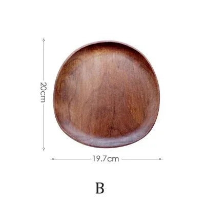 1/5pcs Lovesickness Wood Irregular Oval Solid Wood Dinner Plate Tableware Set - AURA