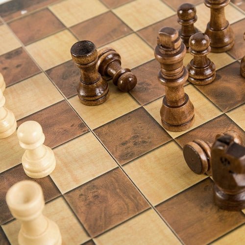 Foldable Wooden Chess Set Board Game - AURA