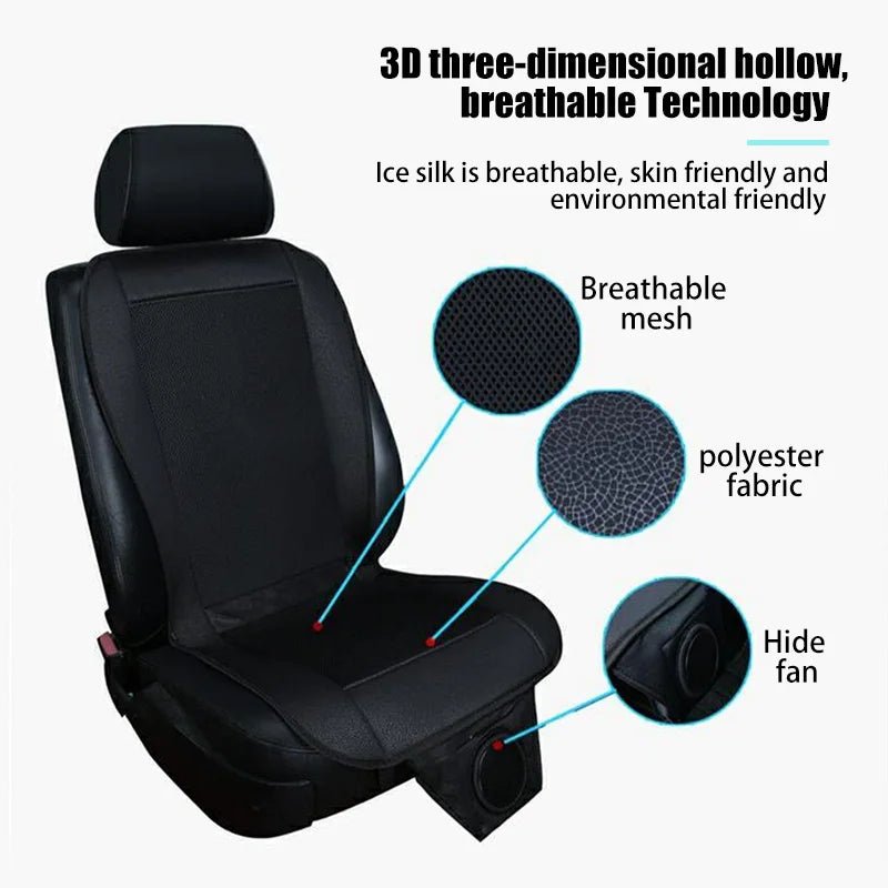 DC 12V 3D Spacer Car Summer Cool Air Seat Cushion With 8Fan Fast Blowing Ventilation - AURA