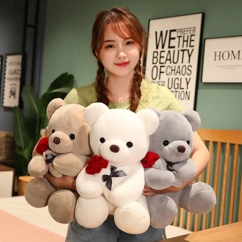 23 - 45cm New Lovely Hug Roses Teddy Bear Plush Pillow - AURA
