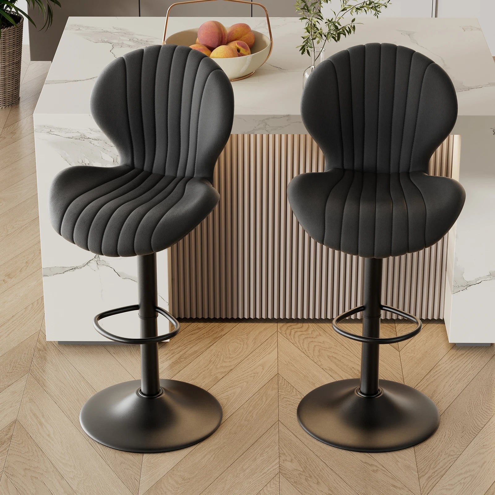 2 Modern Bar Stools Luxury Dining Chairs - AURA