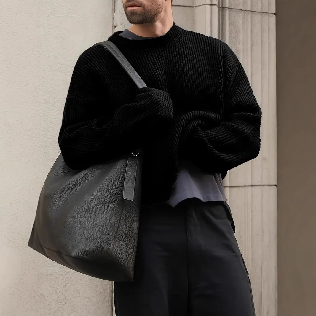 Men's Long Sleeve Casual British Round Neck Pullover Knitted Sweater - AURA