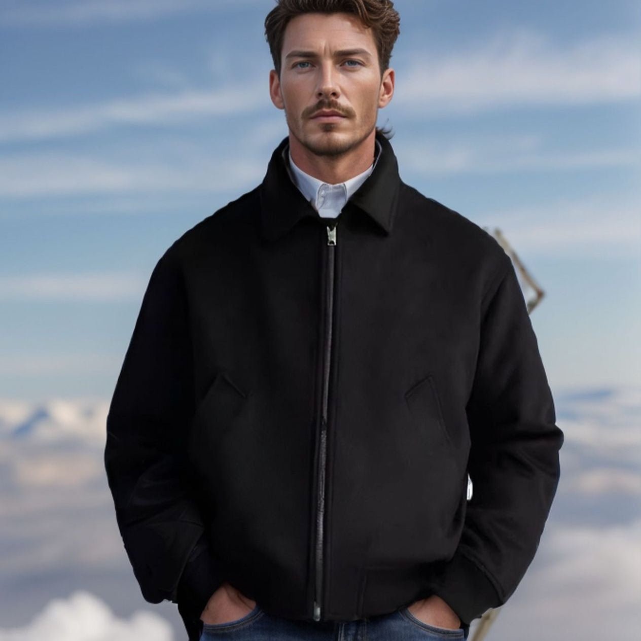 Wear Polo Collar Woolen Coat British Jacket Cardigan - AURA