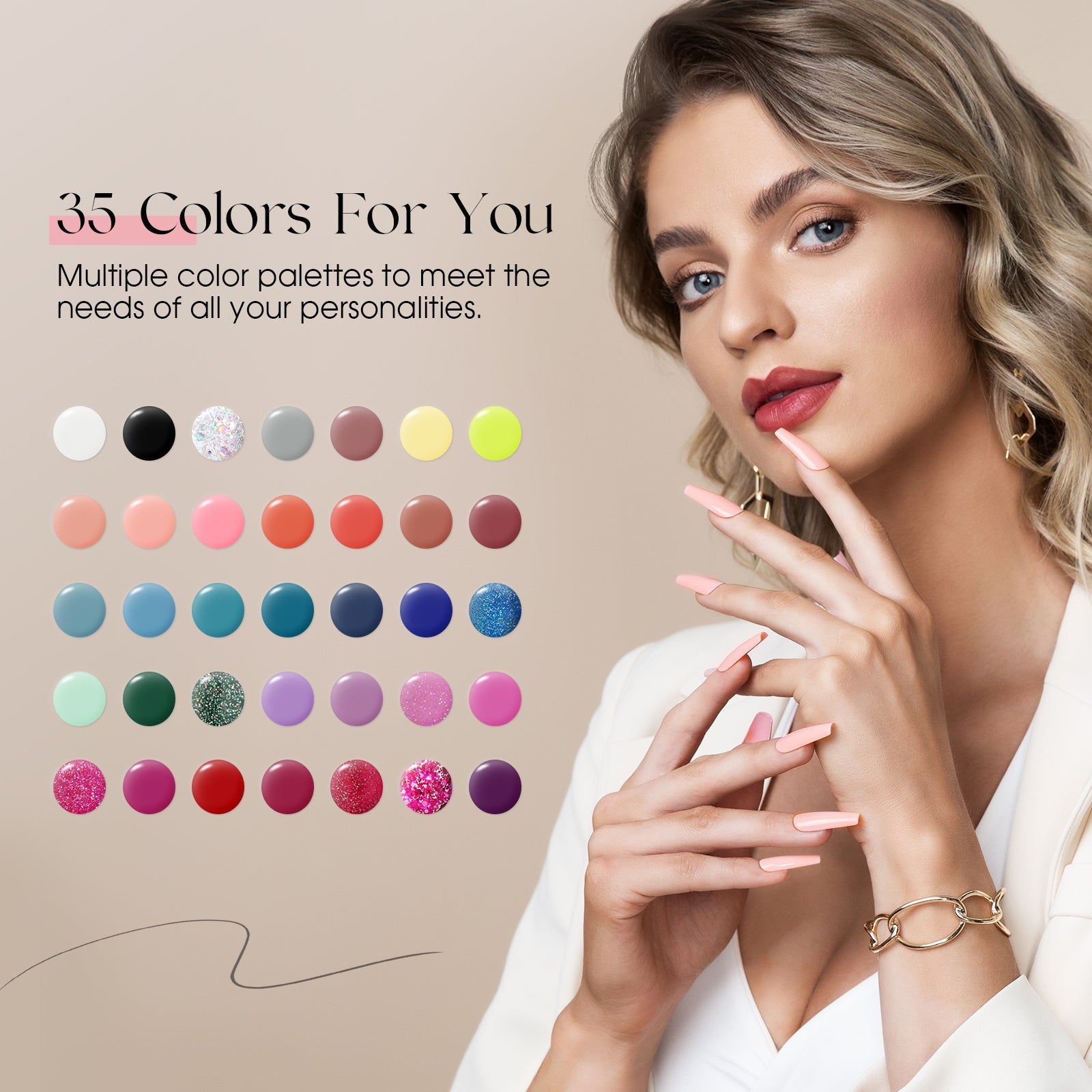 ROSALIND 38PCS Gel Nail Polish Set, 35 Colors Fall Gel Polish - AURA