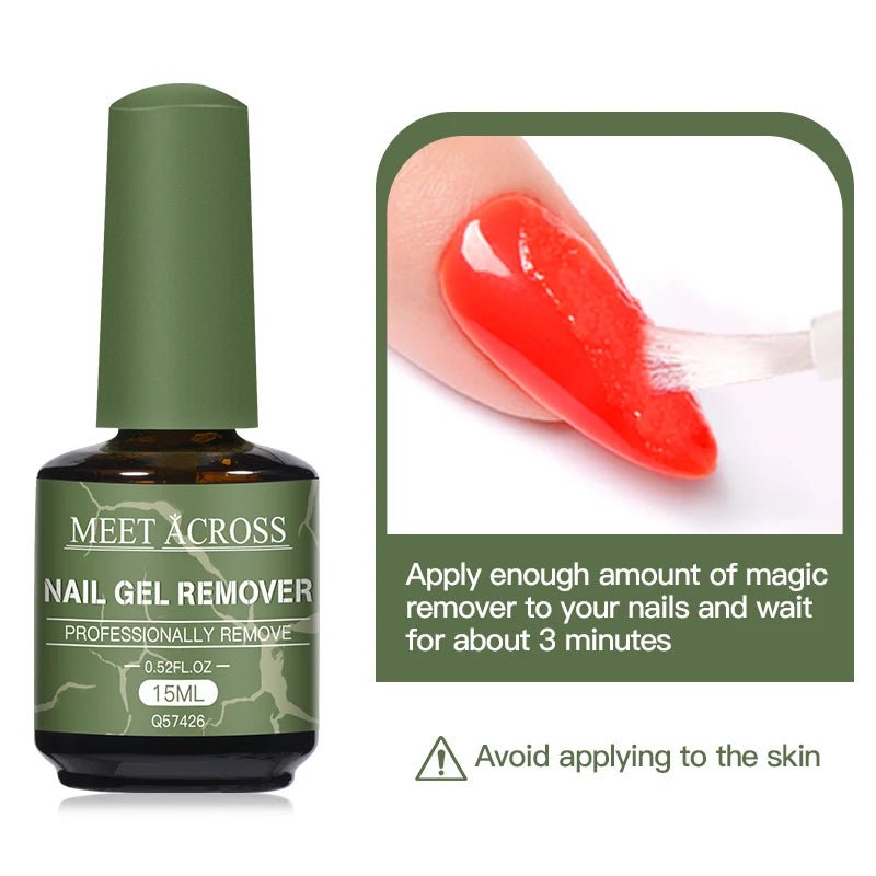 MEET ACROSS 15ml Magic Fast Nail Gel Polish Remover Clean UV Soak Off - AURA